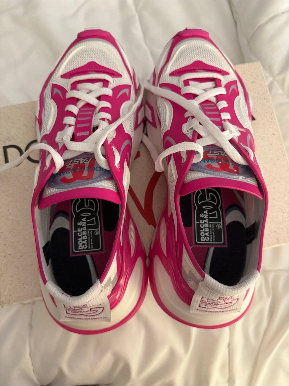 Dolce & Gabbana Hot Pink and White Women's Runner Sneakers